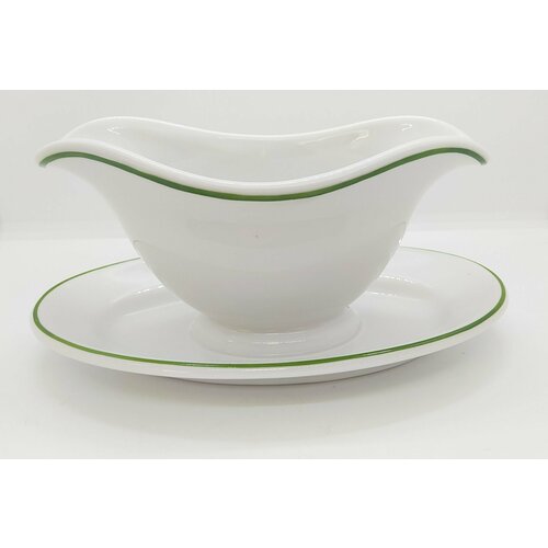 Соусник с каймой зелёного цвета фарфор обводка Kaestner Saxonia ГДР 1930-1970 гг 5850₽