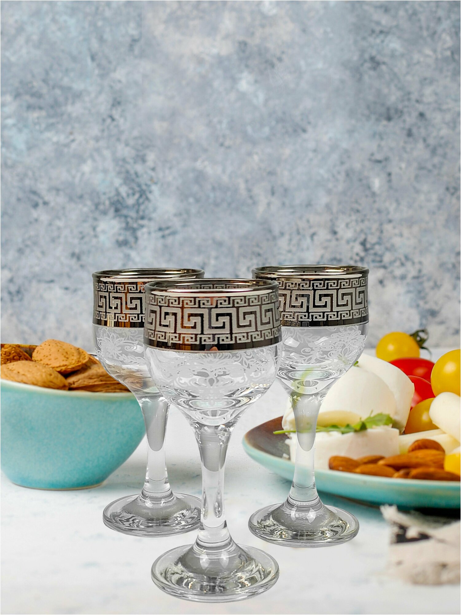 фото Подарочный набор рюмок с алмазной гравировкой PROMSIZ барокко, 55 мл, 6 шт.