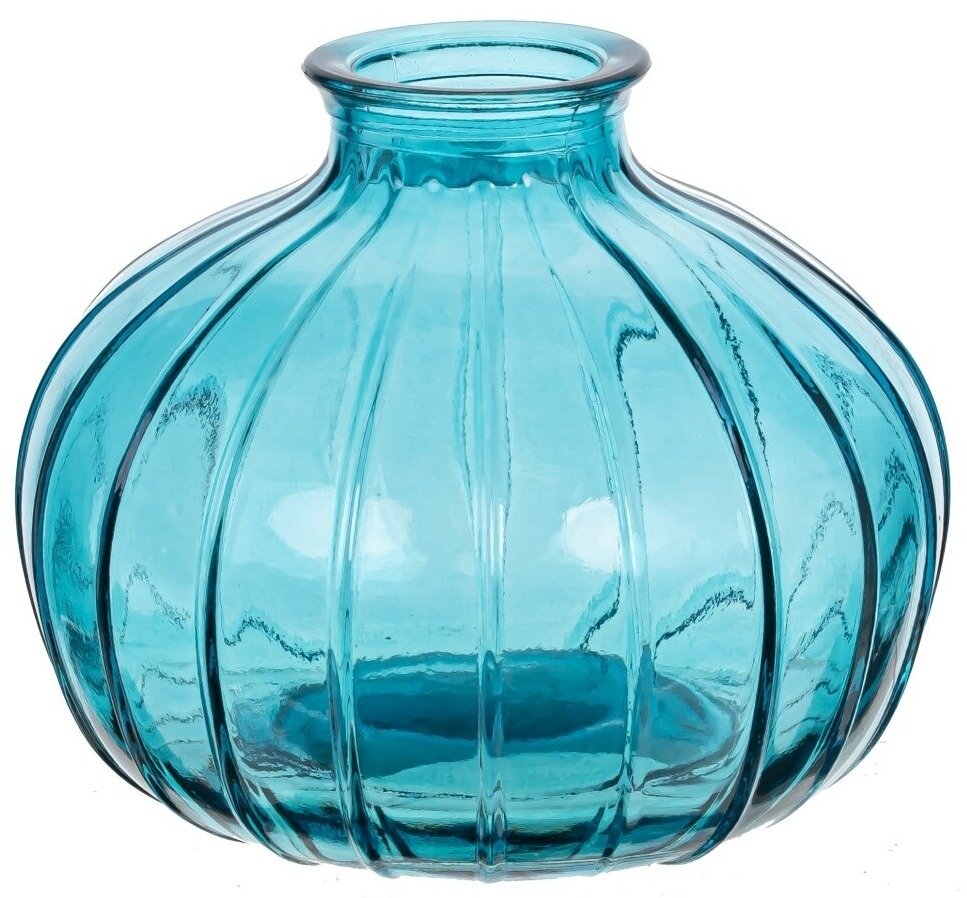 фото Ваза для цветов Remeco Collection / Ремеко стекло голубой высота 9см / декор для дома