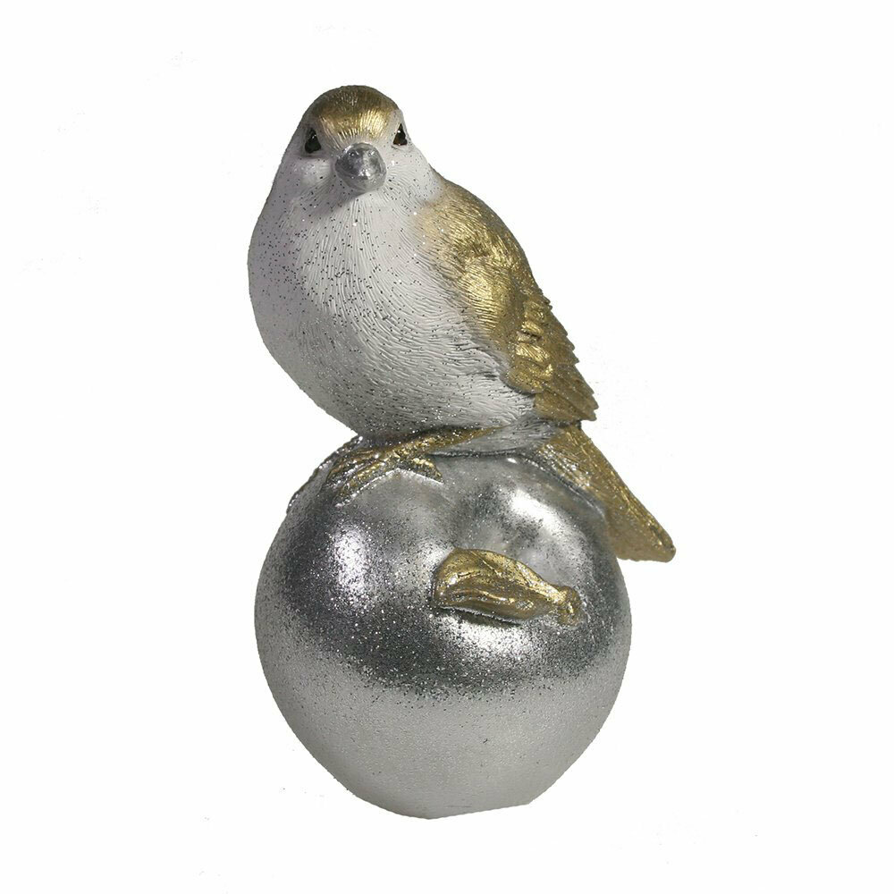 Фигура декоративная Птичка на яблоке (золото+серебро) 65*8 *125см KSMR-715286/D093