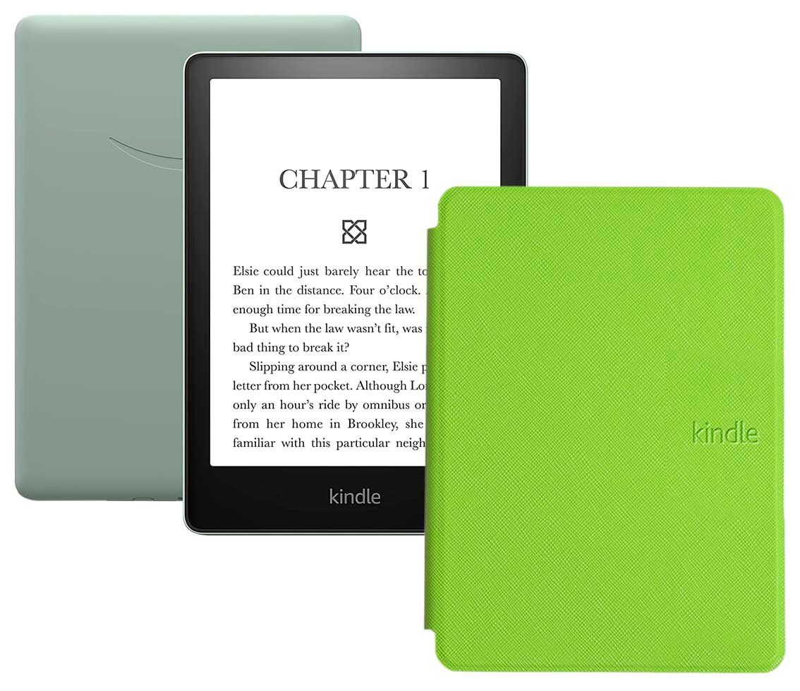 Электронная книга Amazon Kindle PaperWhite 2021 16Gb Ad-Supported Agave Green с обложкой ReaderONE PaperWhite 2021 Green