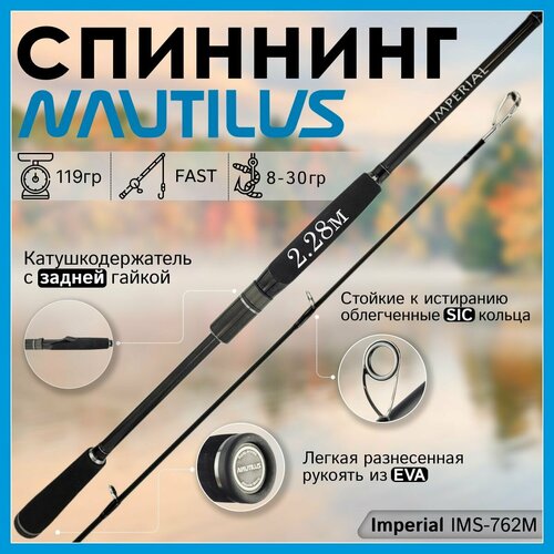 Спиннинг Nautilus IMPERIAL IMS-762M 2.28м 8-30гр спиннинг для рыбалки nautilus imperial ims 842m 7 28гр 254см