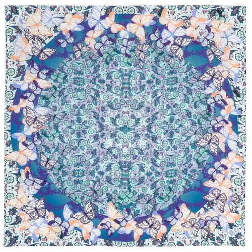 Платок Павловопосадская платочная мануфактура,65х65 см, синий, фиолетовый