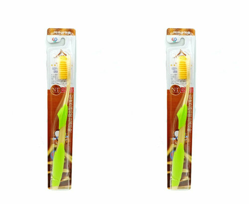 Зубная щетка Nano со сверхтонкими щетинками с ионами золота и инновационной ручкой, средней жесткости, 2 шт.