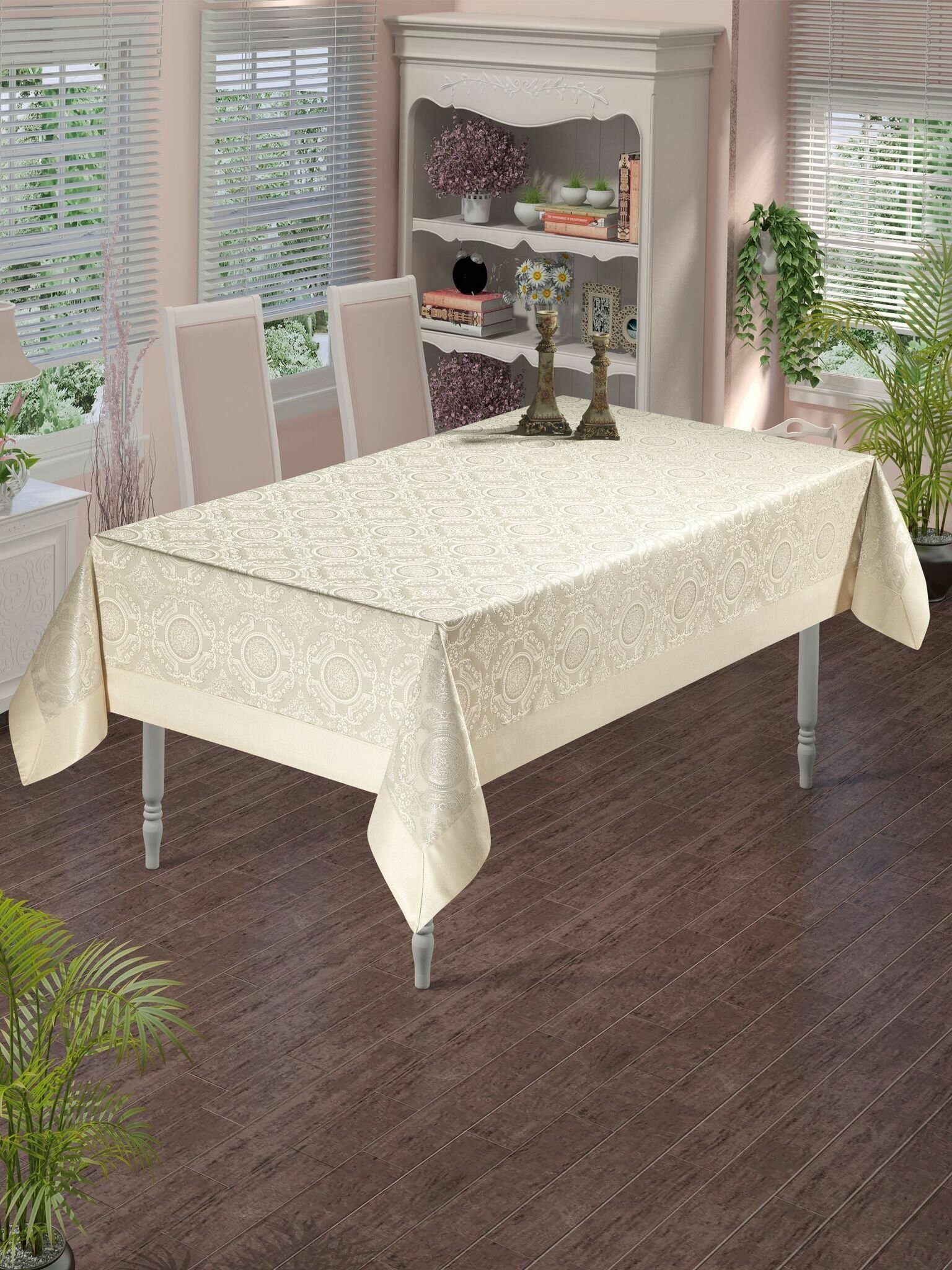 фото Скатерть DO&CO броде жаккард 160х220 см ALONA цвет капучино