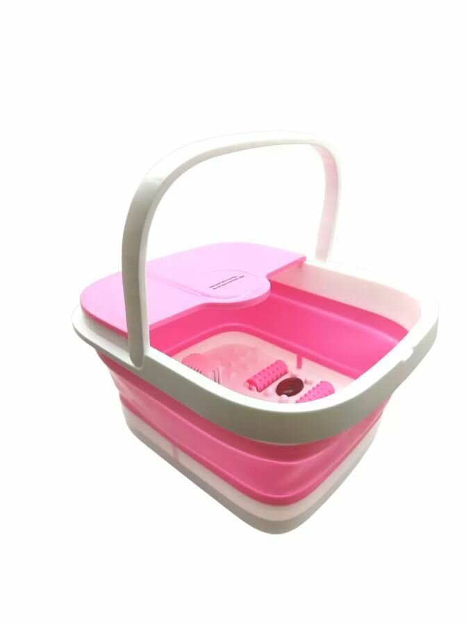 Гидромассажная ванна для ног с ИК прогревом складная розовая/ массаж спа