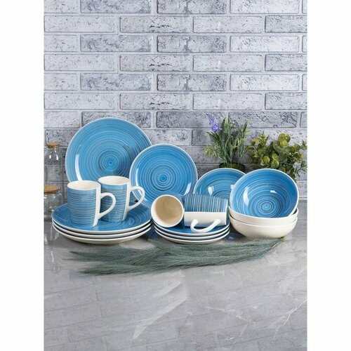 Elrington Набор керамической посуды Elrington «Аэрограф. Морской вечер», 16 предметов