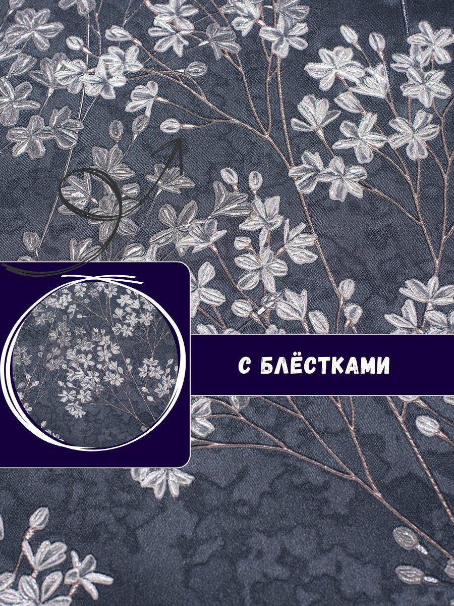 Обои флизелиновые Ateliero Cherry синие 1.06 м AT98929 - фото №2