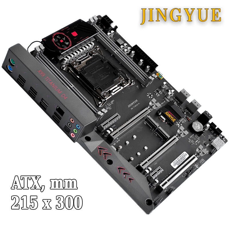 Комплект материнская плата Jingyue X99 Titanium D4 + Xeon 2666V3 + 16GB DDR4 ECC 2x8GB Red