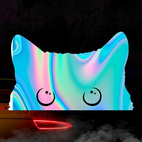 Наклейка Подглядывающий кот голографическая 400₽