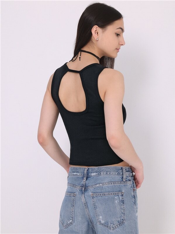 фото Топ - майка женский летний с вырезом лапша в рубчик Апрель 1ЖНС4453023/1190/1912/*/*/*/*/* белый 84-164