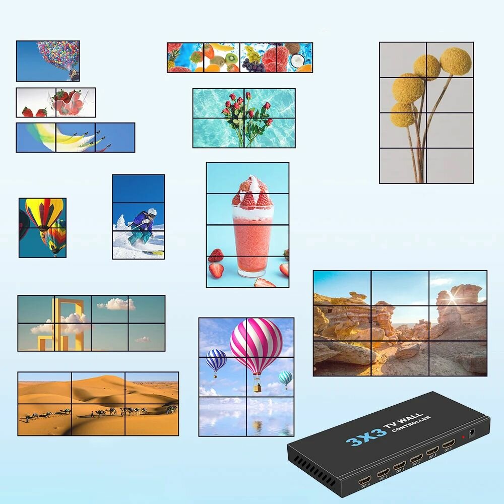 Контроллер видеостены 3x3, 1 вход/9+1 выходов, HDMI 1.4, IR (ORIENT HSP3X3WАH) — фото 1