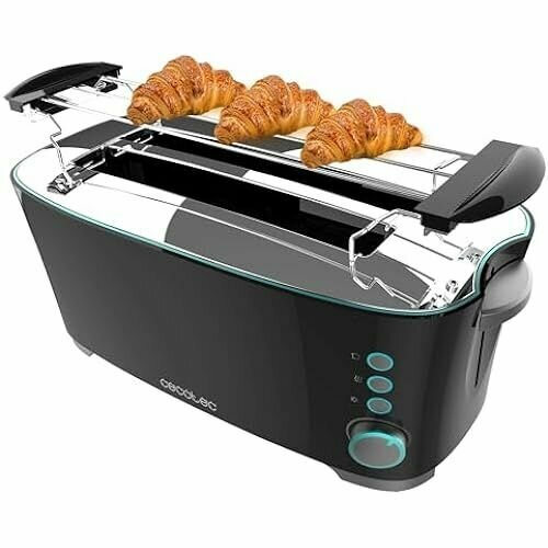 Тостер Cecotec Toast&Taste Extra Double B, мощность 1350 Вт, двойное длинное отделение для 2 тостов, автоматическое выключение и функция всплывающего окна, нержавеющая сталь, верхние планки