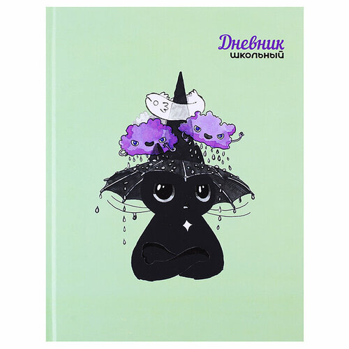 Дневник 1-11кл Зонтик А5 48л твердый переплет 7БЦ выборочный УФ-лак полноцветная печать матовая пленка внутр блок - белый офсет печать в одну краску универсал шпаргалка 250₽