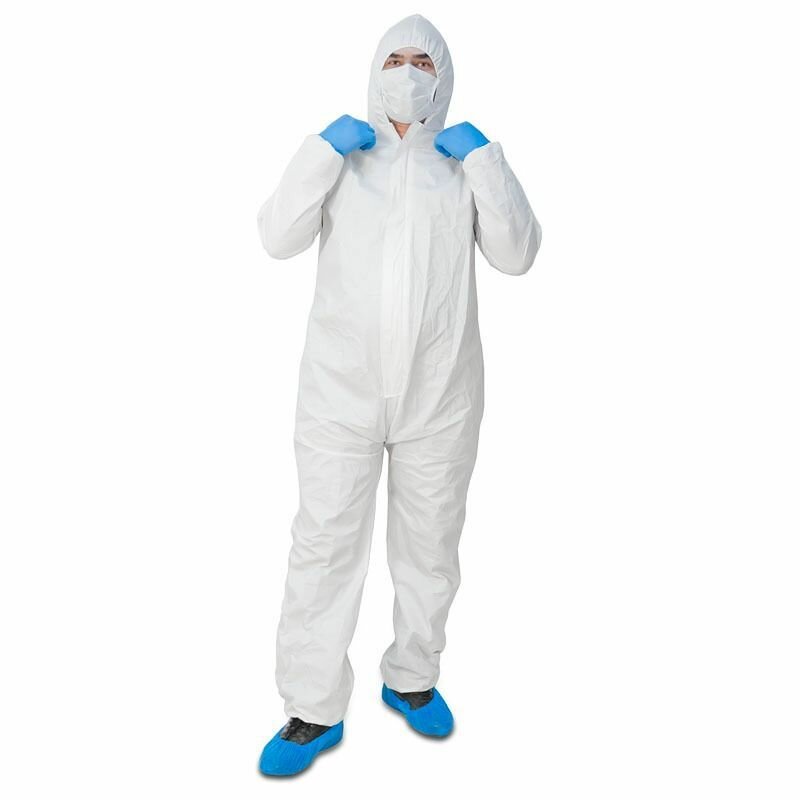 Комбинезон защитный из ламинированного нетканого материала, пл. 65, белый, XXL
