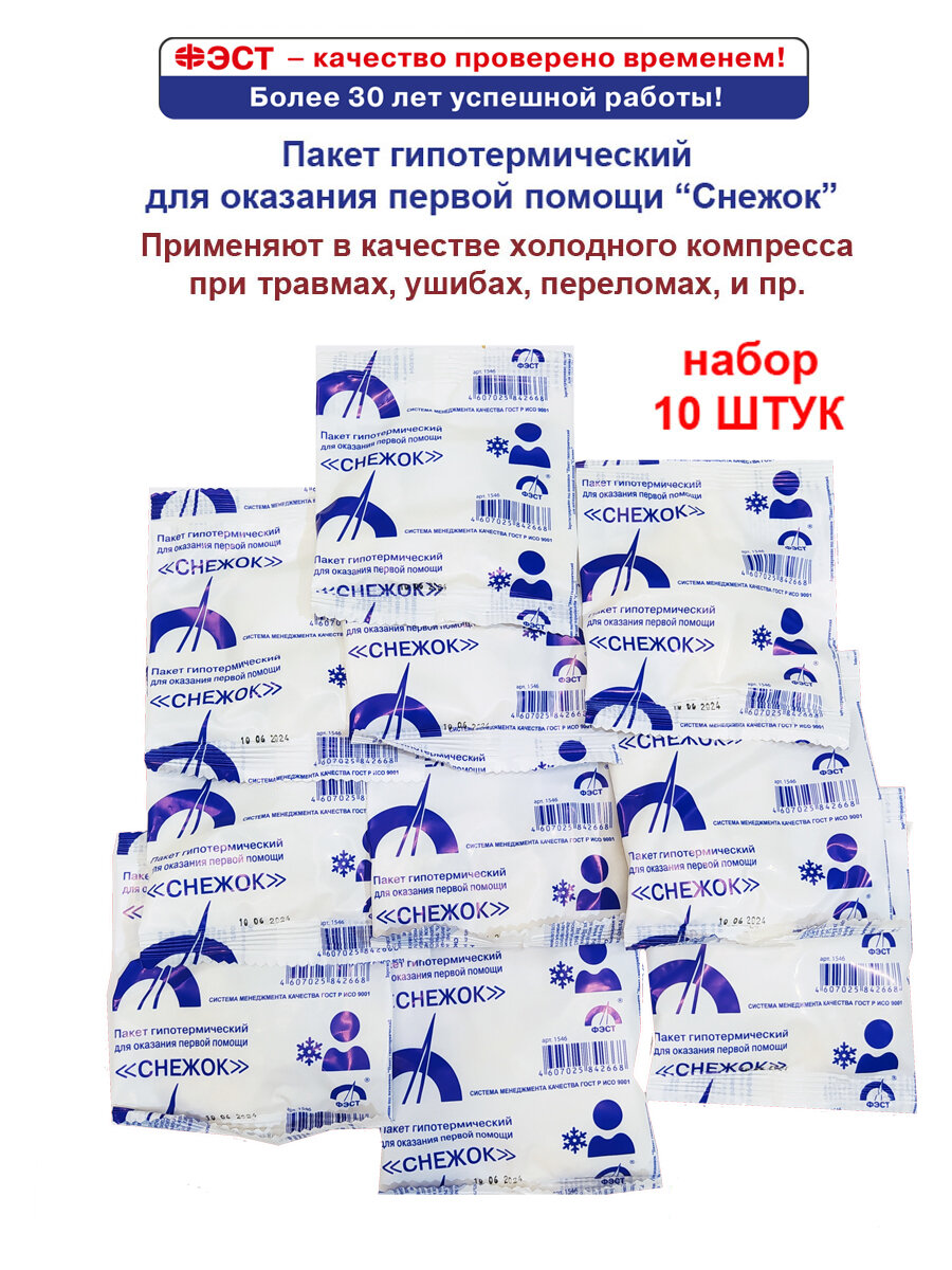 Пакет гипотермический ФЭСТ "Снежок", для наружного применения, 10 шт