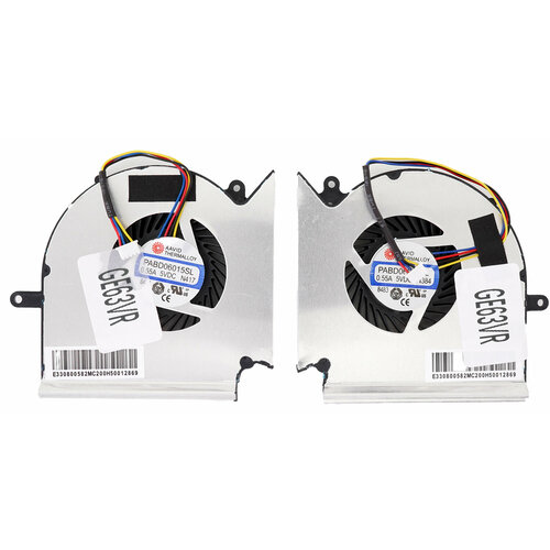 Вентилятор (кулер) для MSI GE63, GE63VR, GL63, GE73, GL73, GL73VR, p/n: PABD06015SL N417, PABD06015SL N384 (4 pin) пара
