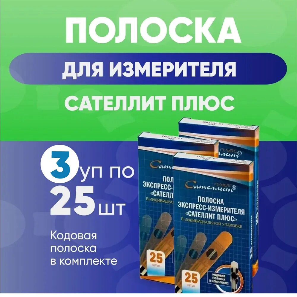 Сателлит плюс тестполоски 3 упаковки по 25 шт Комплект из 3х упаковок