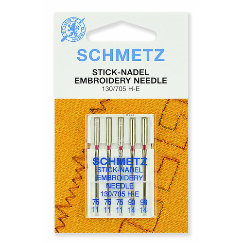 фото Иглы вышивальные schmetz 130/705 н-e №75(3), 90(2), 5 шт.