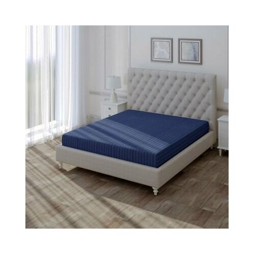 фото Простыня verossa stripe на резинке indigo 180х200 борт 30 см.