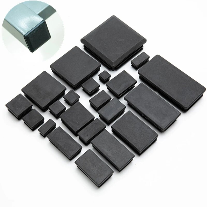 2/4/10 шт. квадратная пластиковая черная заглушка заглушка трубка вставка заглушка заглушка 10x10 ~ 100X10 0 мм мебель для гостиной рама для кровати 20x20mm 10PCS