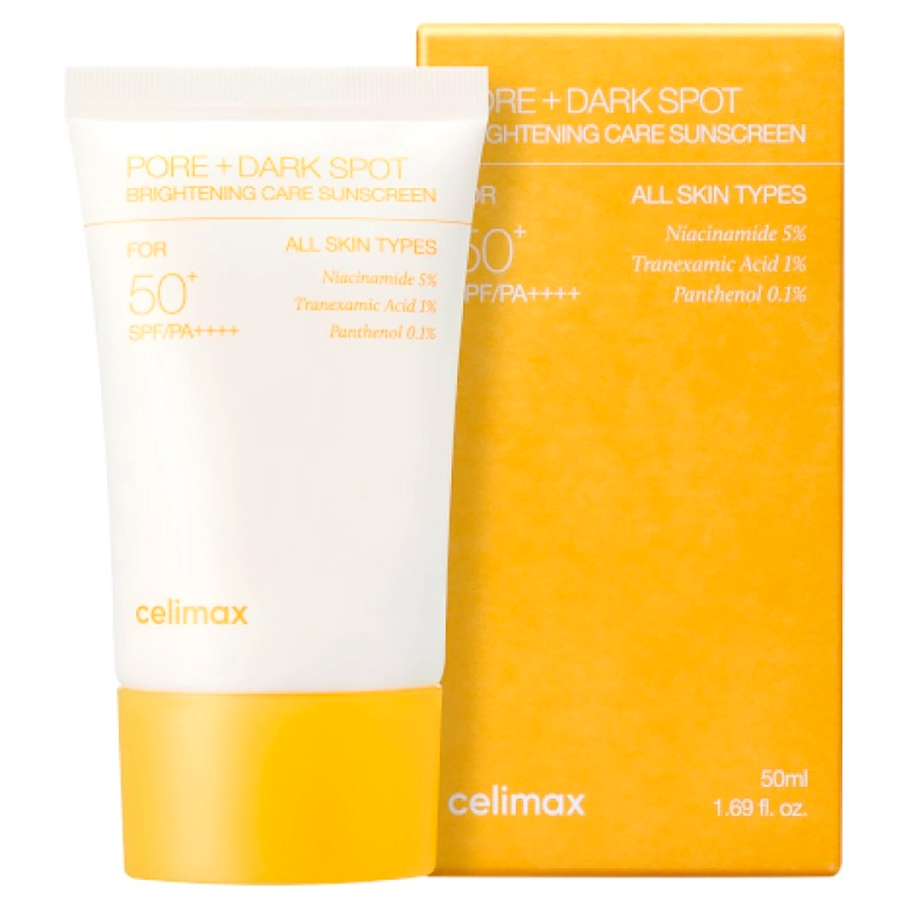 Celimax Pore+Dark Spot Brightening Care Sunscreen SPF50+/PA++++ Осветляющий солнцезащитный крем, 50 мл
