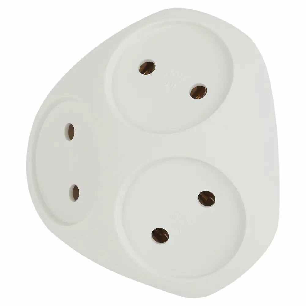 Разветвитель 3 розетки без заземления 10 А цвет белый