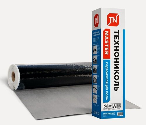 Изображение товара Гидроизоляция пола ТехноНиколь самоклеющаяся 7,5 м2 для защиты бетонных оснований во влажных помещениях