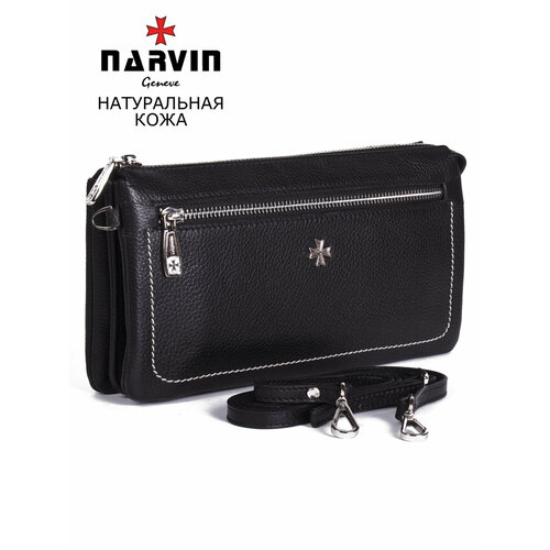 Сумка барсетка NARVIN, фактура матовая, зернистая, черный