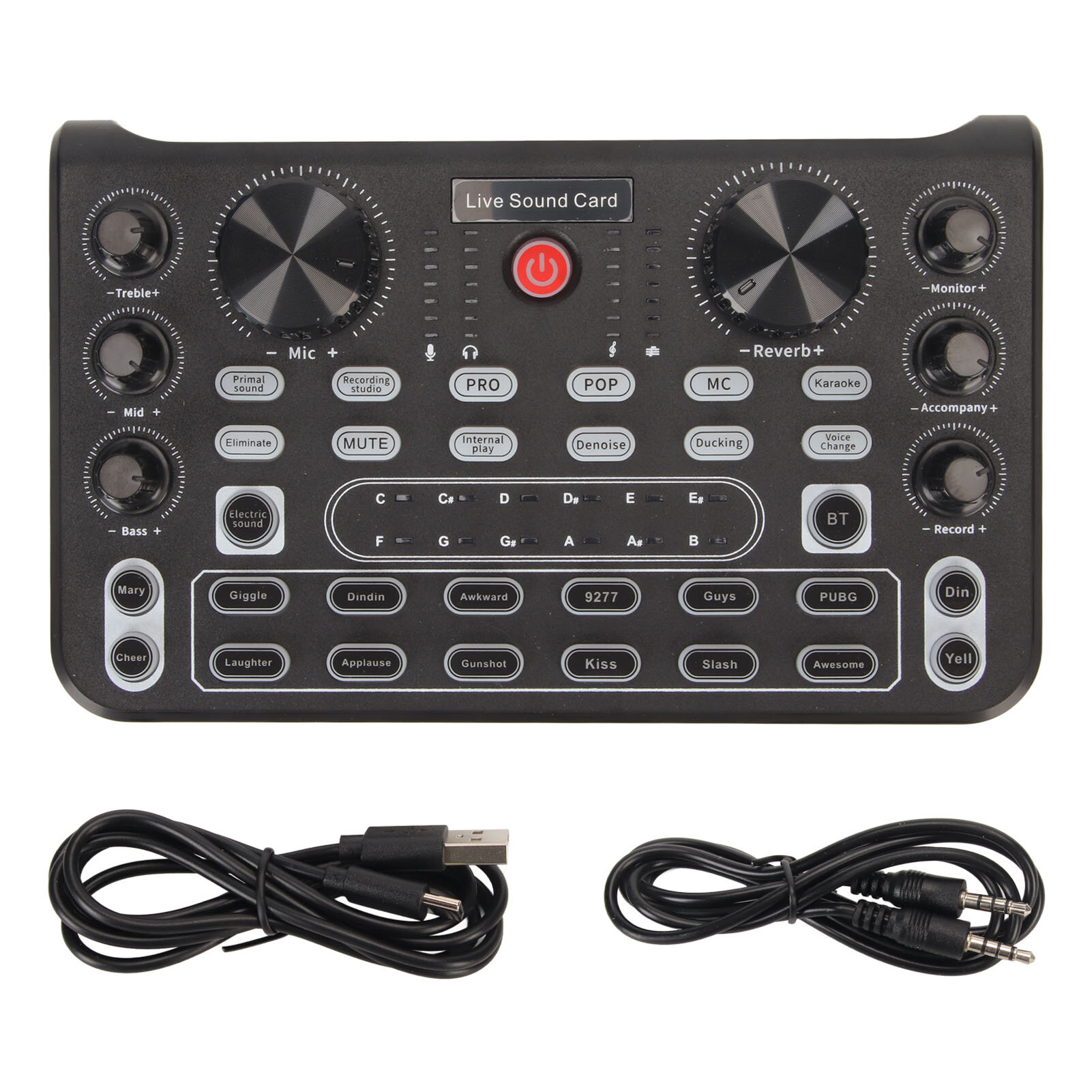 Live Sound Card with Multi Effects Bluetooth Noise Reduction Mixer Board for Mobile Phone Karaoke Broadcast