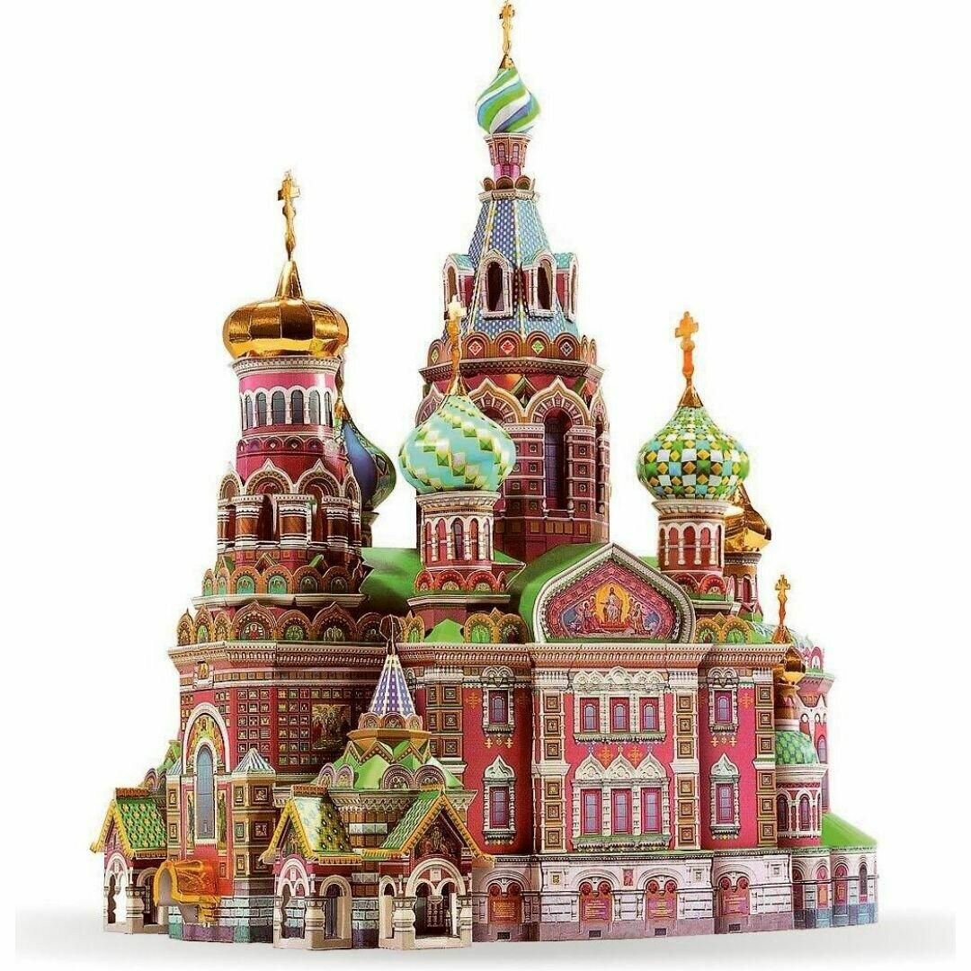 Сборная модель Умная Бумага Спас на Крови из бумаги, 181 деталь, готовая модель 35х42х26 см (110/УмБум)
