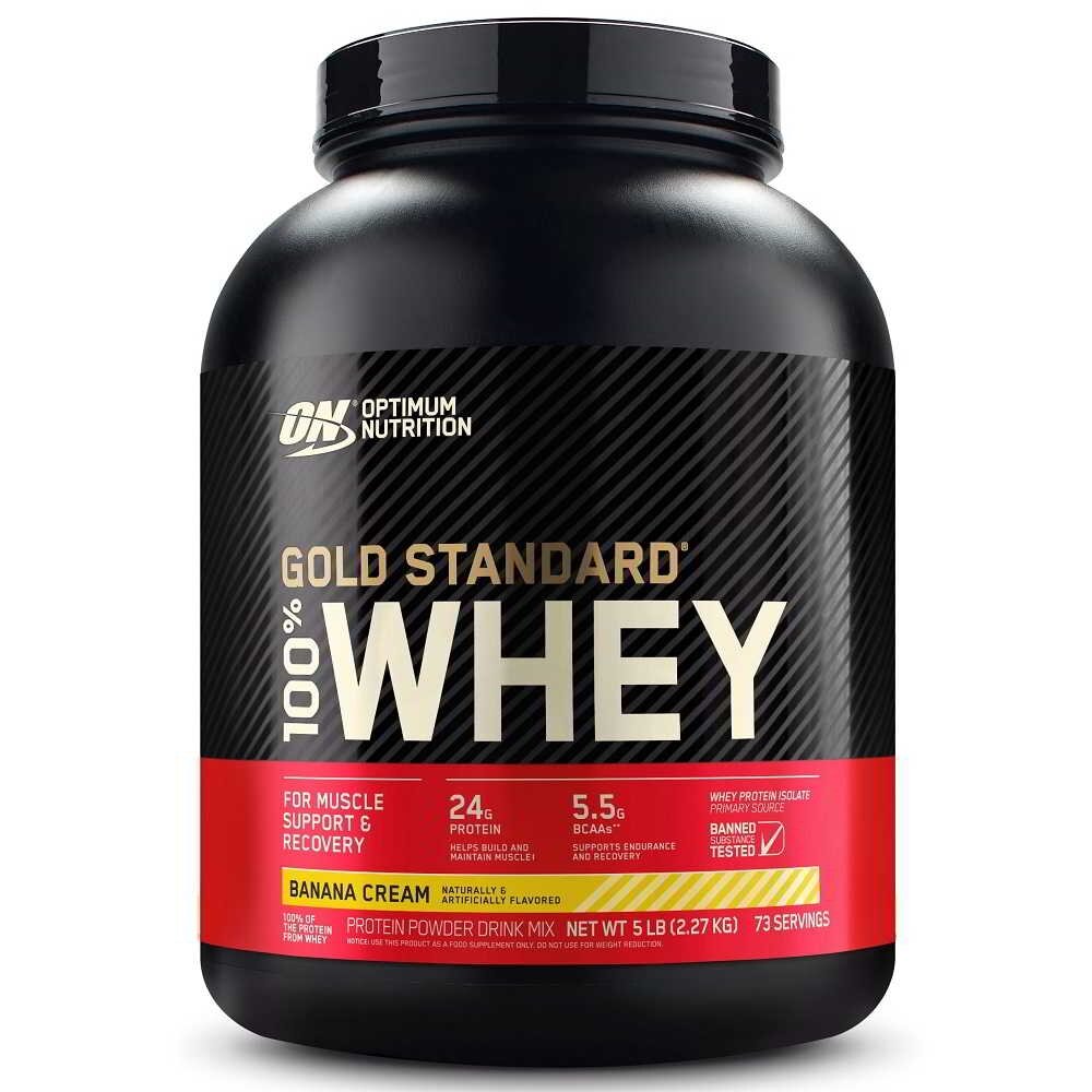 Сывороточный протеин премиум класса 100% Whey Gold standard 2270 гр 4,65 - 5lb (Optimum Nutrition) Банановый крем