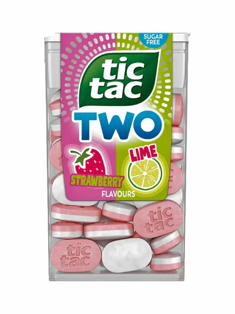 Жевательные конфеты Tic Tac TWO Strawberry   Lime   Клубника и лайм 38 5г