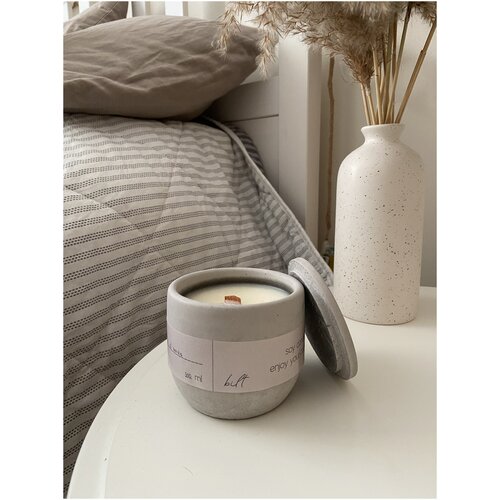 Свеча в гипсовом стакане из соевого воска с деревянным фитилем с ароматом 