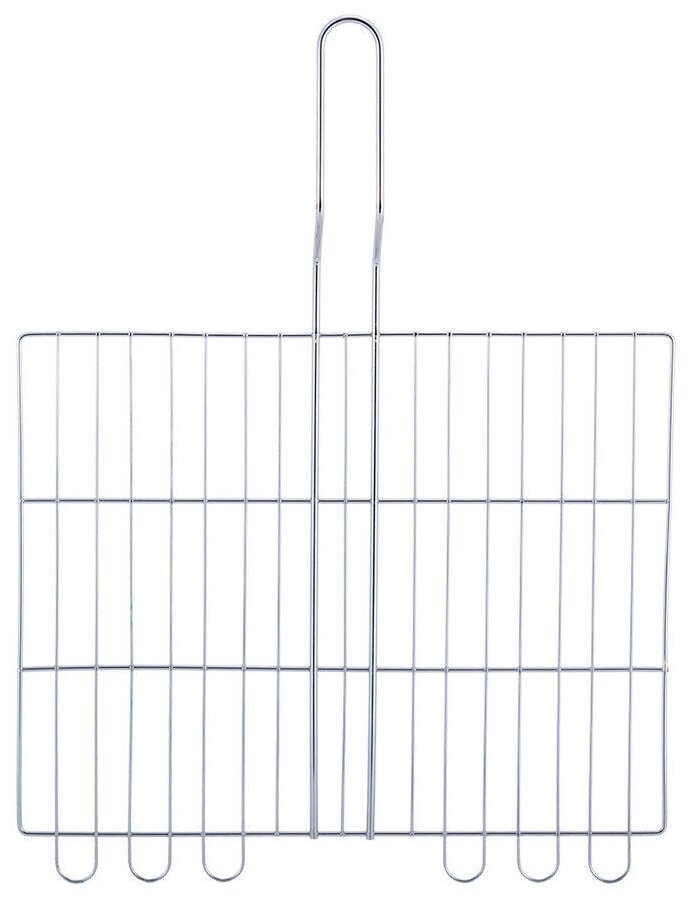 Решетка для гриля глубокая 38х30х6 см. из хромированной стали скаут СК-0705 с деревянными ручками (18) - фотография № 3