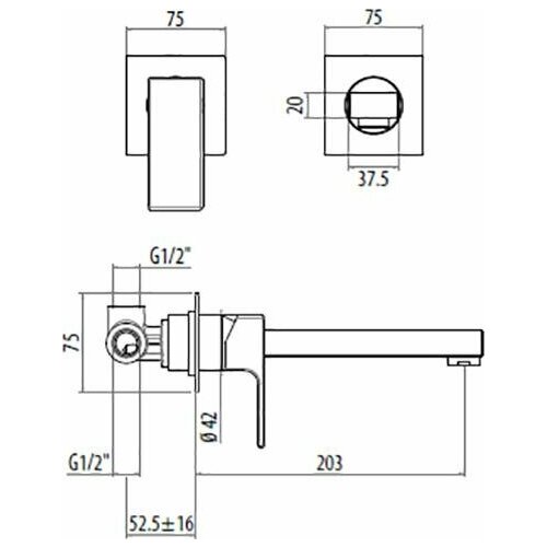 Смеситель для раковины Gattoni Kubik 2537/25C0 хром