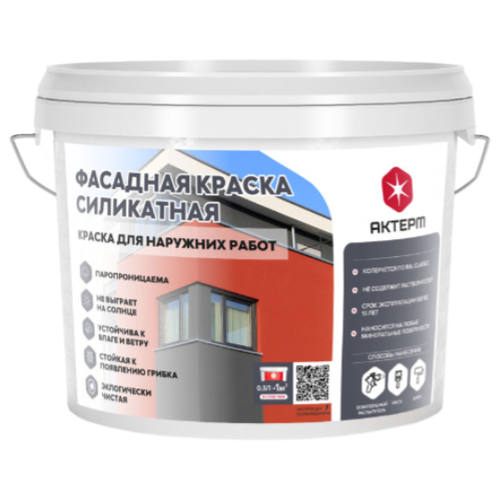 bayramix silicate profi силикатная фасадная краска для минеральных оснований Краска силикатная AKTERM фасадная матовая белый 5 кг