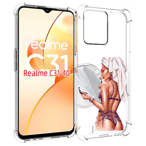 Чехол MyPads Девушка-с-полотенцем женский для OPPO Realme C31 задняя-панель-накладка-бампер