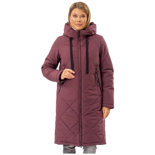 зимнее женское холодное пальто парки супер горячие пальто длинная стеганая куртка с капюшоном зимнее пальто корейская мода свободная д Куртка NortFolk, размер 54, бордовый