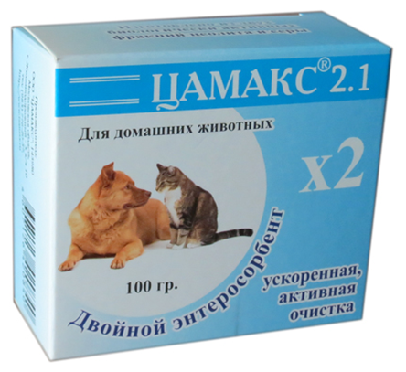 Пищевая добавка Цамакс Двойной энтеросорбент для домашних животных (ускоренная, активная очистка)  100 г 100 мл