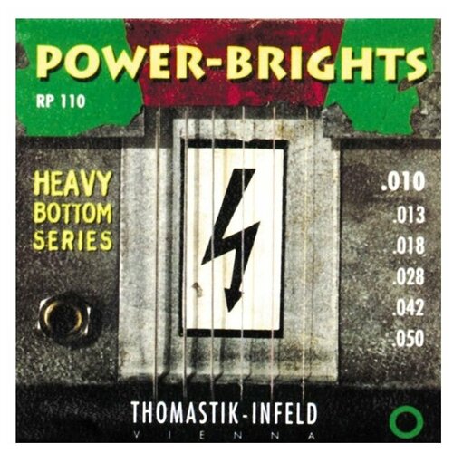 RP110 Power-Brights Heavy Bottom Комплект струн для электрогитары, 10-50, Thomastik