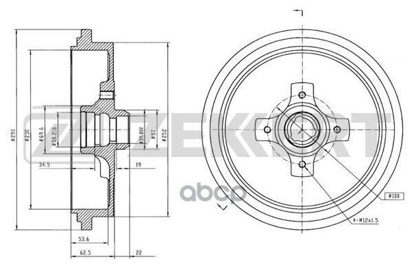 Барабан тормозной задний VW Passat III IV 88- Zekkert bs5066