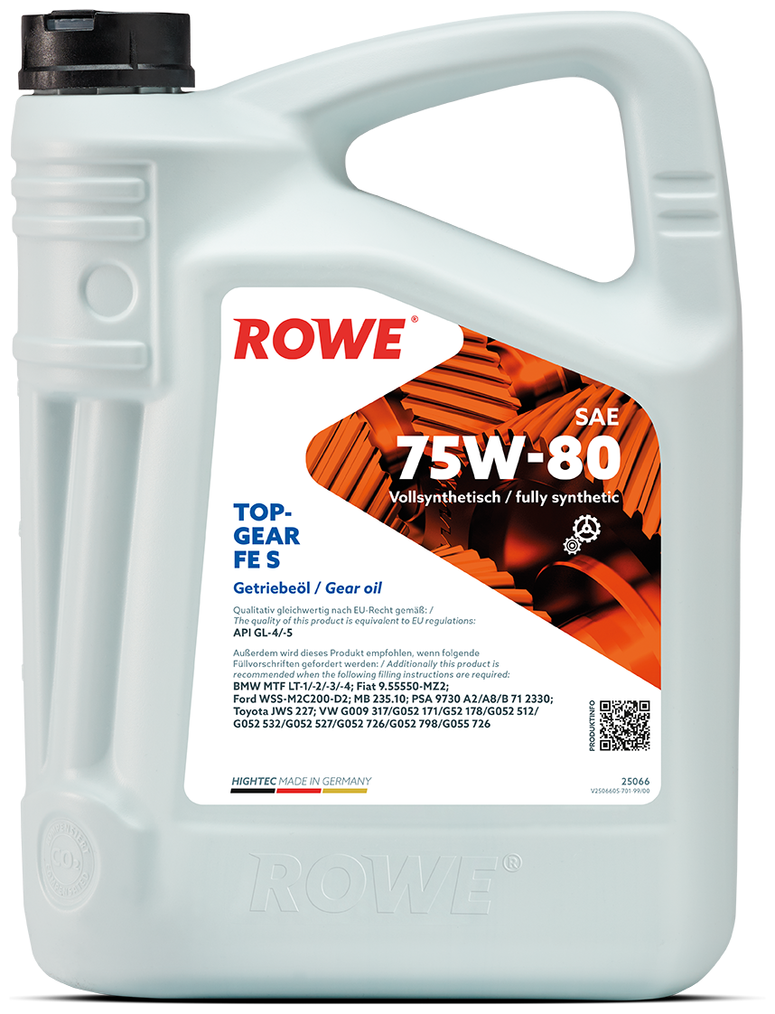 ROWE 25066-0050-99 Трансмиссионное масло HIGHTEC TOPGEAR FE SAE 75W-80 S 5L 1шт