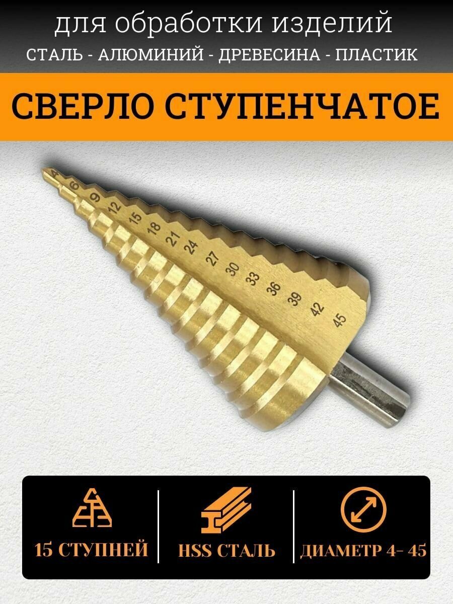 фото Сверло ступенчатое JUM LEE 4-45 конусное / по металлу