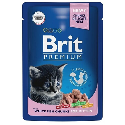 Brit Premium Корм консервированный для котят белая рыба в соусе, 85гр, 12 штук