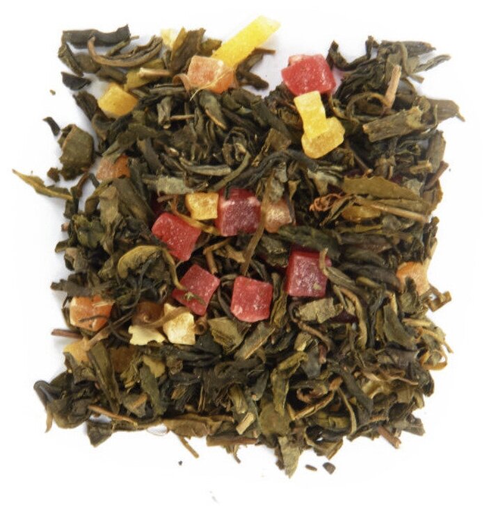 Спелый Манго и Жасмин (настоящий китайский зеленый чай листовой рассыпной с добавлением манго, цукатов и жасмина) 100 грамм - фотография № 2