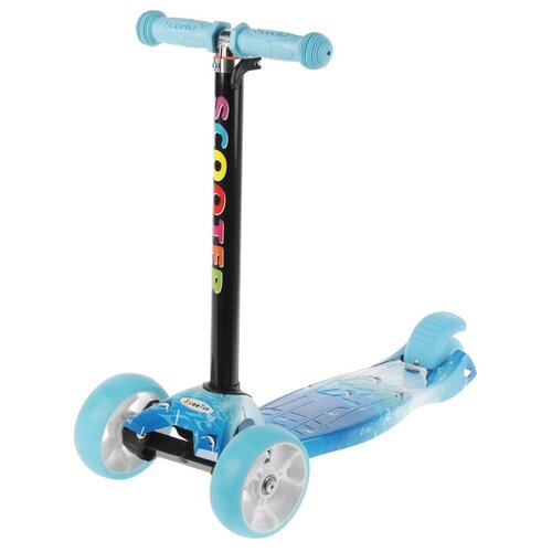 фото Самокат стальной, колёса световые pu d=11/4 см, abec 7, до 60 кг, цвет голубой сима-ленд