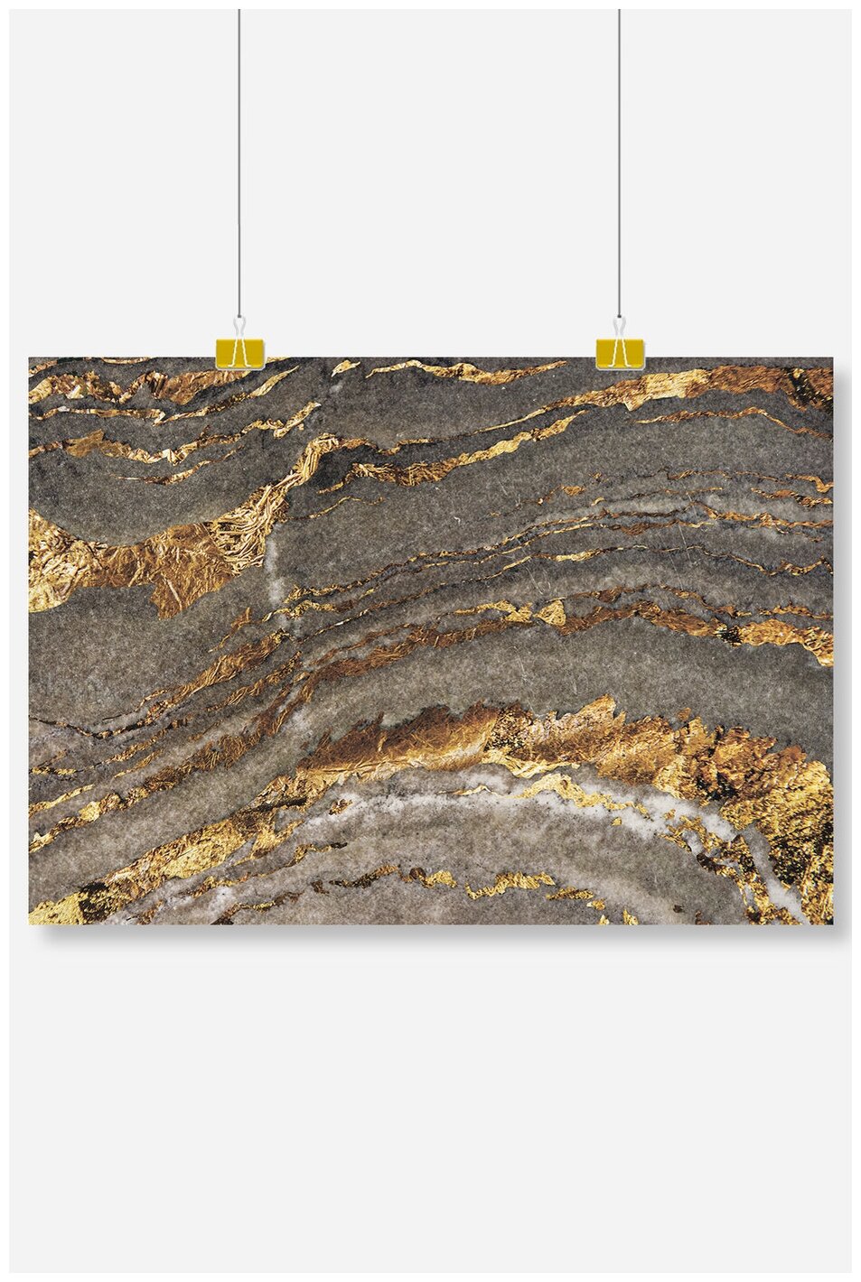 Постер на стену для интерьера Postermarkt Коричнево золотая абстракция размер 40х50 см