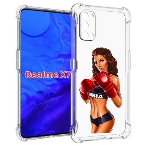 Чехол задняя-панель-накладка-бампер MyPads девушка-в-боксерских-перчатках женский для Realme X7