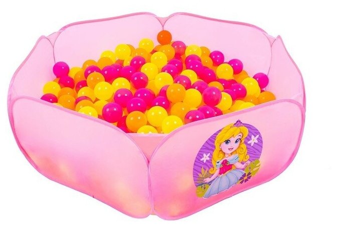 Шарики для сухого бассейна с рисунком «Флуоресцентные», диаметр шара 7,5 см, набор 60 штук, цвет оранжевый, розовый, лимонныйВ наборе1шт